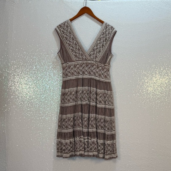 Max Studio Mauve Cream Lace Babydoll Dress Size Large Women’s - Picture 10 of 14